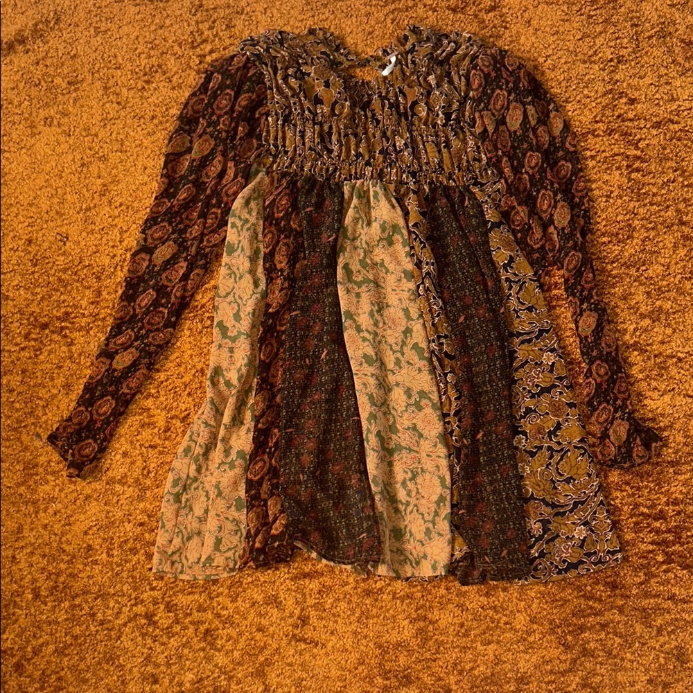 Free People Multicolor Patchwork Blouse